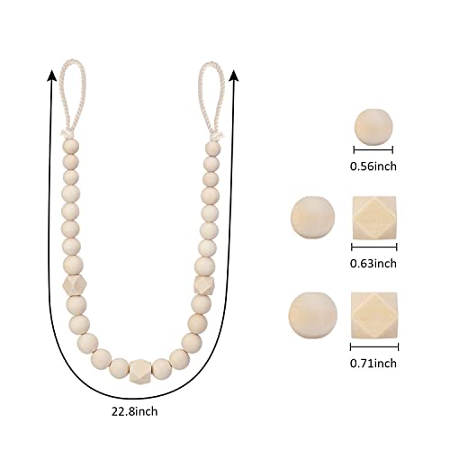 Wood Bead Curtain Tiebacks, 4 Pack Boho Farmhouse Drapery Holdbacks