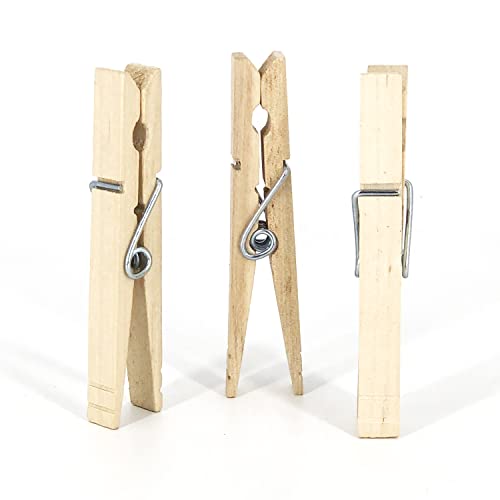 Heavy-Duty Wooden Clothespins with Rust-Resistant Spring, 50-Pack