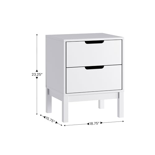 Kids Wooden 2-Drawer Nightstand with Smooth-Glide Drawers
