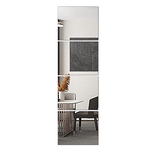 Frameless Glass Mirror Tiles 14" x 12" (4-Pack) - Full Length Wall Mirror