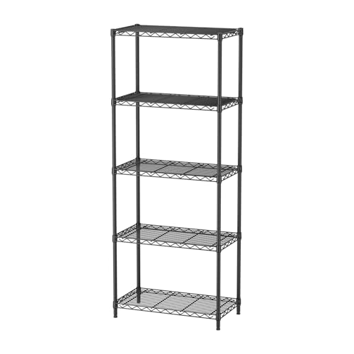 5-Tier Adjustable Metal Wire Storage Shelving Unit 22" W Black