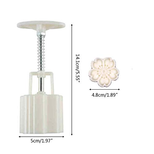 Ylskmu Moon Cake Mold Set 4pcs 50g Cookie Stamps, Cherry Blossom Floral Mid Autumn Festival DIY Hand Press Cookie Dessert Cutter Pastry Decoration Flower Impressions Tool Mooncake Maker (50g)