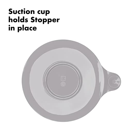 Silicone Bathtub Drain Stopper with Suction Cup and Stainless Steel Accent
