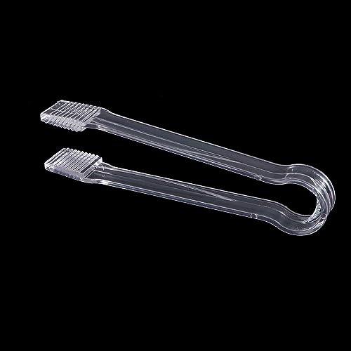 Mini Clear Plastic Ice Tongs - 3 Pack, 6.3 Inch Serving Tongs for Ice, Sugar, Desserts