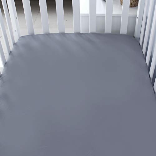 Biloban Soft Microfiber Fitted Crib Sheets 2-Pack - Grey & Navy (52" x 28")