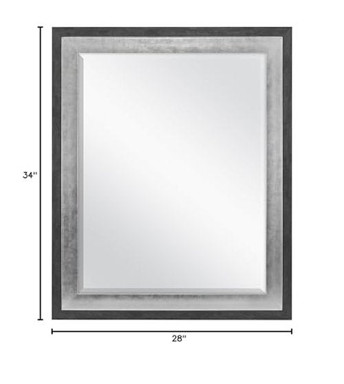 MCS 22x28 Inch Wall Mirror, 28x34 Inch Overall Size, Concrete with Silver Finish