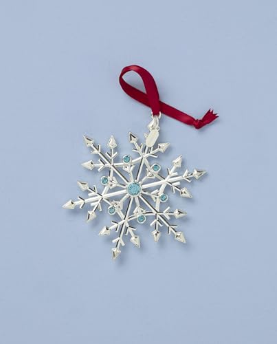 Lenox 2026 Snow Majesty Silverplate Snowflake Ornament with Red Ribbon - Holiday Decor
