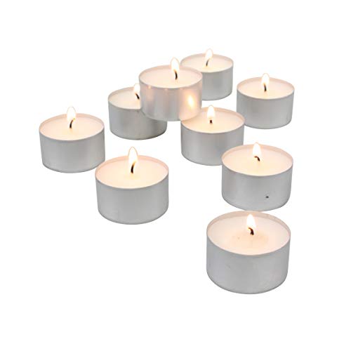 Unscented White Tealight Candles - 6-7 Hour Burn Time, Smokeless (50 Count)
