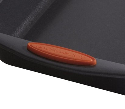 Rachael Ray Yum-o! Bakeware Oven Lovin' Nonstick Loaf Pan, 9-Inch by 5-Inch Steel Pan, Gray with Orange Handles