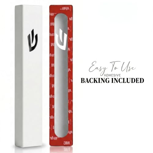 5-Inch White Aluminum Mezuzah Case with Scroll – Self-Adhesive Indoor Kit
