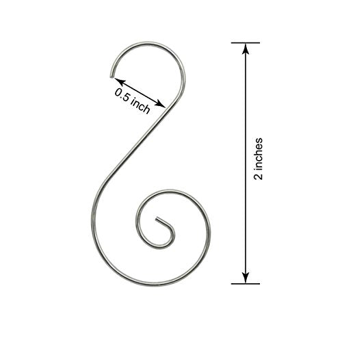 120 Pack Silver Christmas Ornament Hooks - Decorative Swirl Hangers