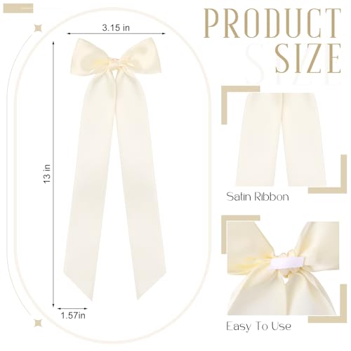 12 Pcs Ivory Candlestick Ribbon Bows - 13 Inch Self-Adhesive Pre-Tied Decor