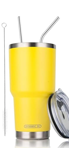 D·S 30oz Yellow Tumbler - Double Wall Vacuum Insulated Travel Mug
