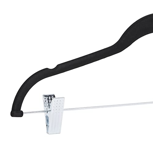 Amazon Basics Velvet Skirt Hangers with Clips 24-Pack Black
