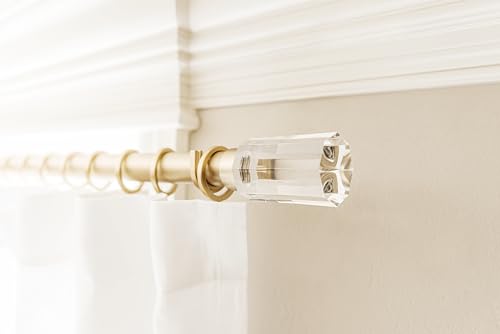 Faceted Pillar Curtain Rod Finials, Clear Acrylic and Brushed Gold, Set of 2