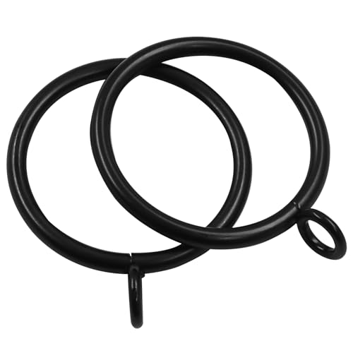 50-Pack 1.5-Inch Metal Curtain Rings with Eyelets - Durable Black Drapery Rings