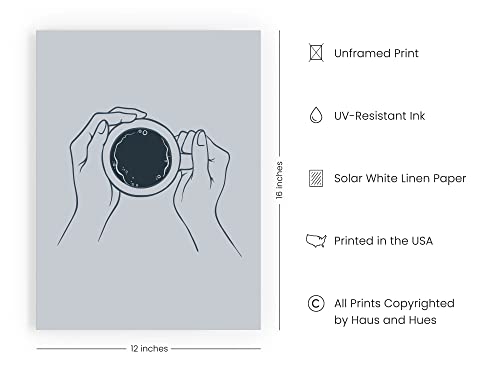 Minimalist Coffee Line Drawing Wall Art Print, 12" x 16" Unframed
