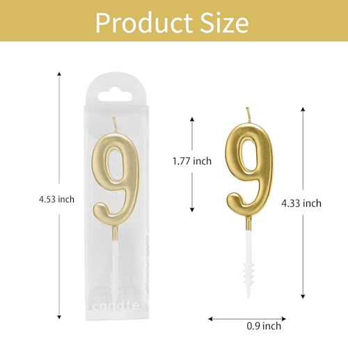 Champagne Gold Numeral Birthday Candles (0-9 Set) for Cake Decorating