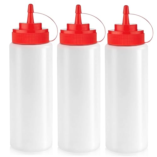 12 oz Leak-Proof Condiment Squeeze Bottles for Sauces & Oil - 3 Pack