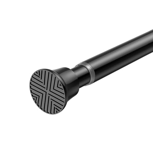 Adjustable Tension Curtain Rod, 16-38 Inch Black Spring Rod for Windows