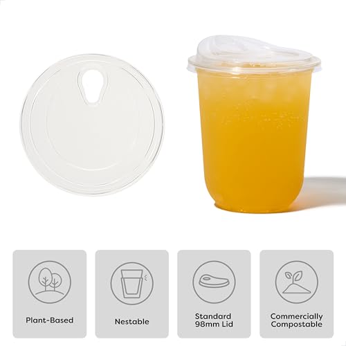 TOSSWARE Natural 16oz Plant-Based Clear Cold Cups with Sip Lids - Recyclable Set of 50