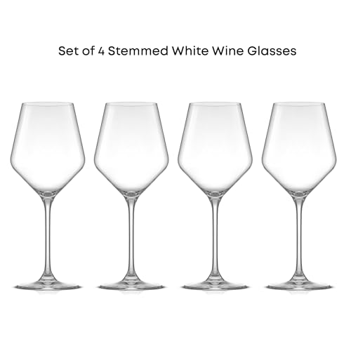 Crystal White Wine Glasses – Set of 4, 13.5 oz Elegant Stemware