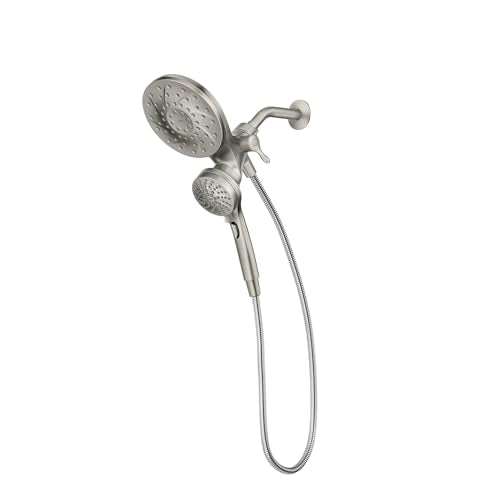 2-in-1 Dual Rain Showerhead with Magnetic Handheld Spray, Brushed Nickel