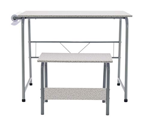 Compact Kids Art Table and Bench Set with Paper Roll, Grey