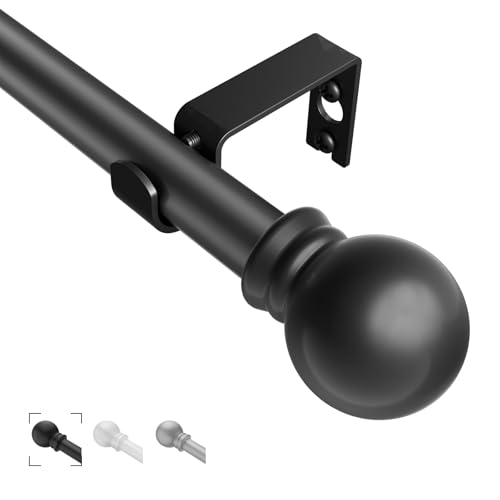 Adjustable Stainless Steel Curtain Rod 35-46 Inch, Black Drapery Rod