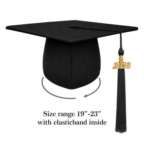 Matte Graduation Cap with 2026 Tassel Charm for High School and College
