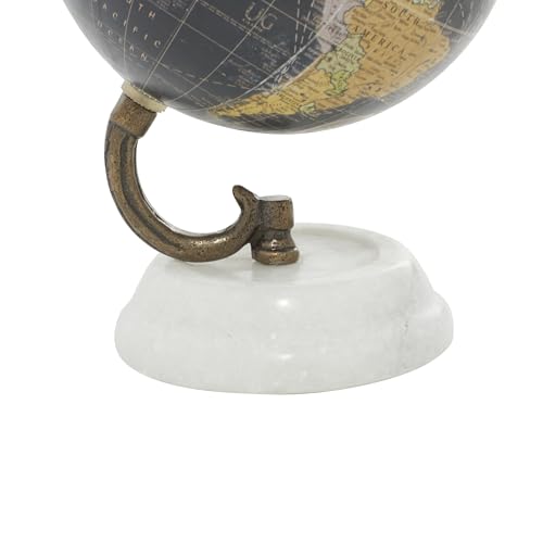Modern Decorative Globe with Marble Base, 8-Inch Black World Desk Decor