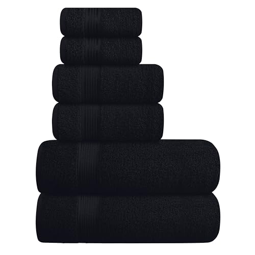 Belizzi Home Ultra Soft 100% Cotton 6-Piece Towel Set - Black