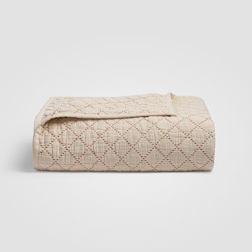 King/California King Cotton Bedspread - Dune Diamond Stitch Quilt
