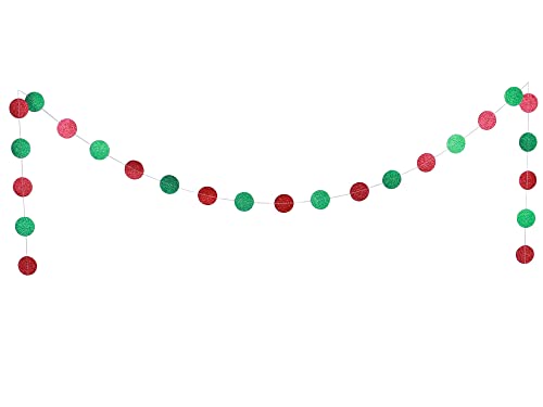 MAGQOO Christmas in July Banner - Red Green Glitter Pre-Strung Garland 16cm Letters