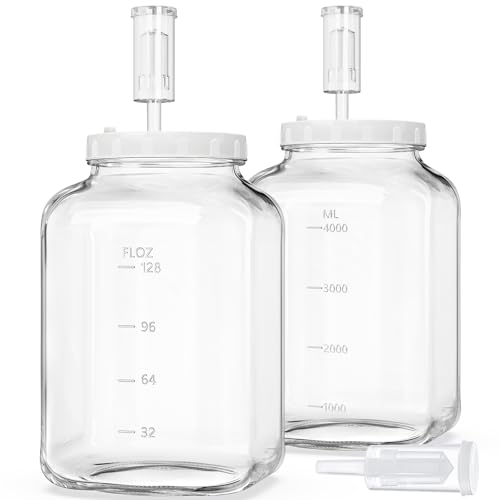 1.5 Gallon Wide Mouth Glass Fermentation Jar Set with Airlocks, 2-Pack
