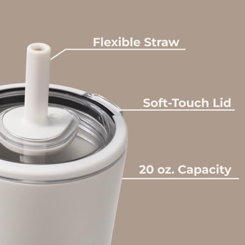 Ceramic-Lined Vacuum Insulated Travel Tumbler with Straw - 20 oz, Linen
