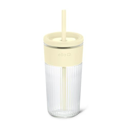 18oz Fluted Glass Tumbler with Straw, Lid, and Silicone Grip