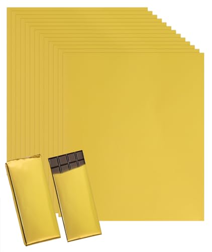 Penta Angel Gold 50pcs Candy Bar Wrappers; Foil Backing for Chocolate Bars, 16x19 cm