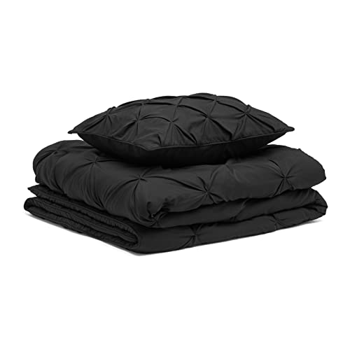 Twin XL Black Down Alternative Comforter Bedding Set - Pinch Pleat