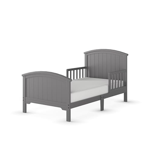 2-Piece Toddler Bed and Nightstand Set, Low-Profile Wood Bedroom Furniture