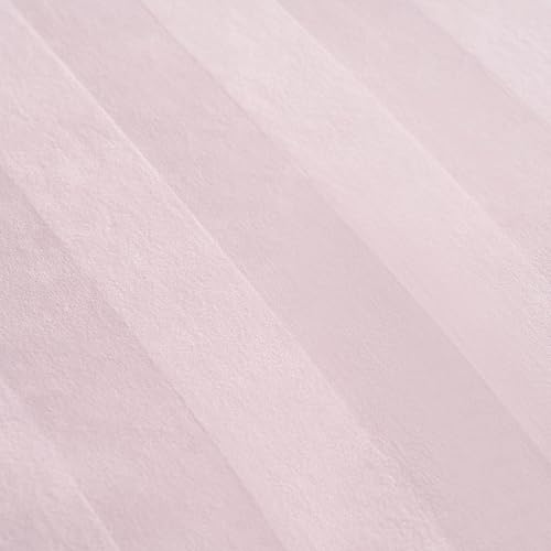 King Size Duvet Cover Set - Pink Striped Velour 3 Piece Bedding