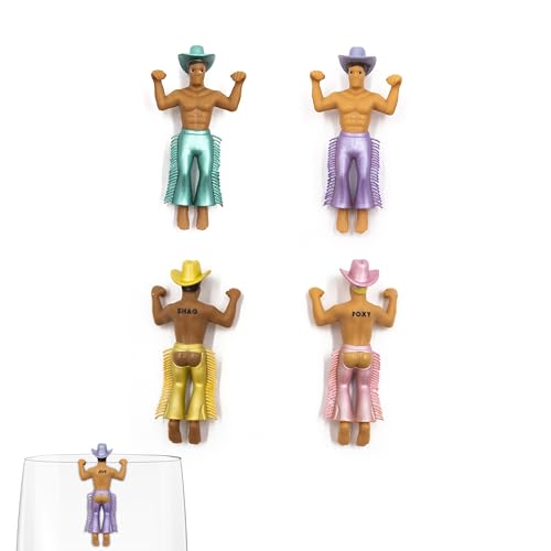 NPW Drinking Buddies Disco Cowboys Wine Glass Charms – Bachelorette & Girls' Night Party Favors