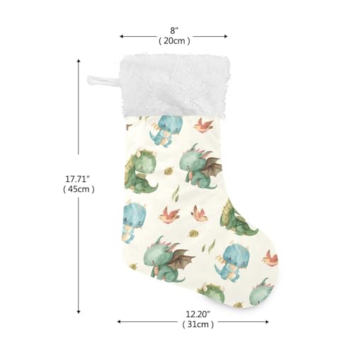 Kigai Dragon Christmas Stocking 17.7" Plush Faux Fur Large Hanging Decor
