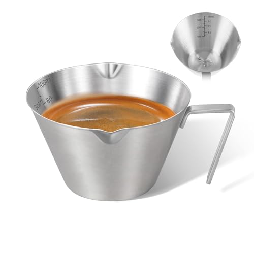 Carrottimes Silver Stainless Steel Espresso Shot Cup with Dual Scale, 3.4oz/100ml - Variation 01_Silver