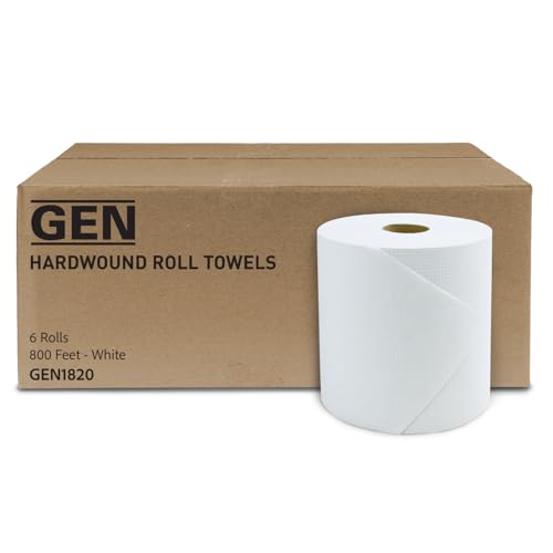 White Hardwound Paper Towel Rolls - 8-Inch x 800 ft (6 Rolls/Carton)