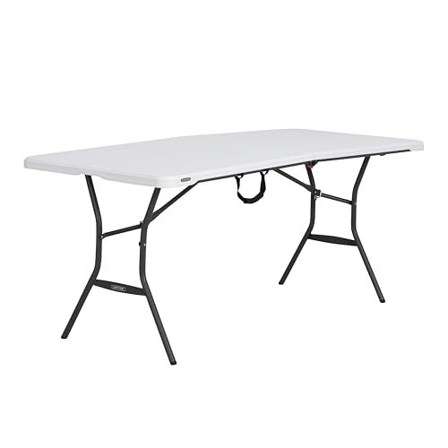 6-Foot Foldable Plastic Banquet Table, Durable Indoor-Outdoor Folding Table