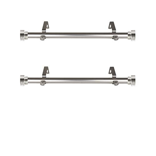 Adjustable Side Curtain Rod Set, 12-20 Inch, Satin Nickel (Set of 2)
