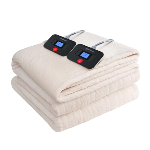 Queen Electric Blanket - Heated Sherpa & Flannel, 10 Heat Levels, 84x90