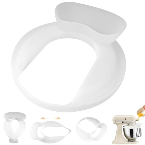 Silicone Pouring Shield for 4.5 to 5 QT Stand Mixers, Anti-Mess Splash Guard