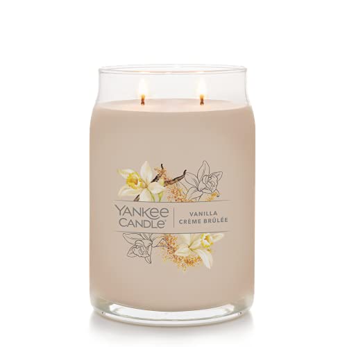 Yankee Candle Vanilla Cr?me Br?l?e Scented, Signature 20oz Large Jar 2-Wick Candle, Over 60 Hours of Burn Time